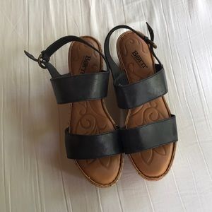Born, black strappy wedges. Size 10